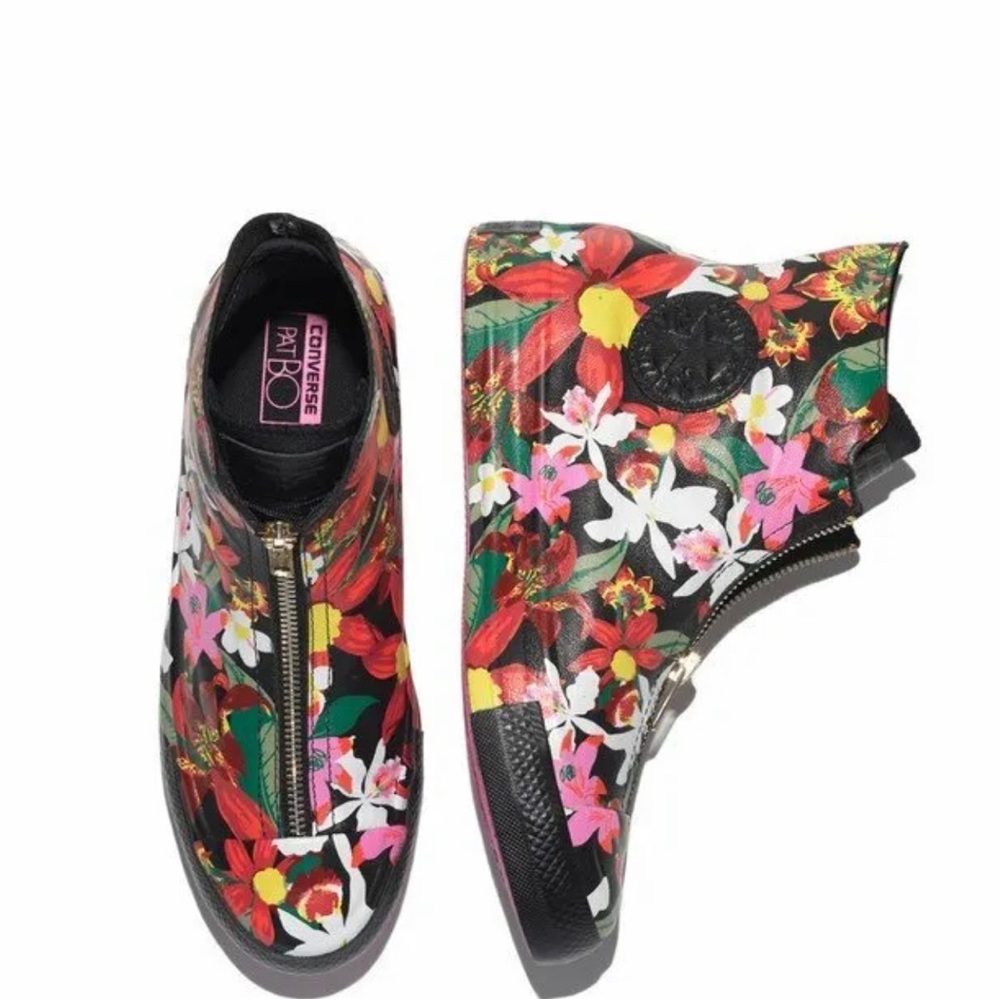 Converse Women's Floral High-Top Sneakers - Black and Red
